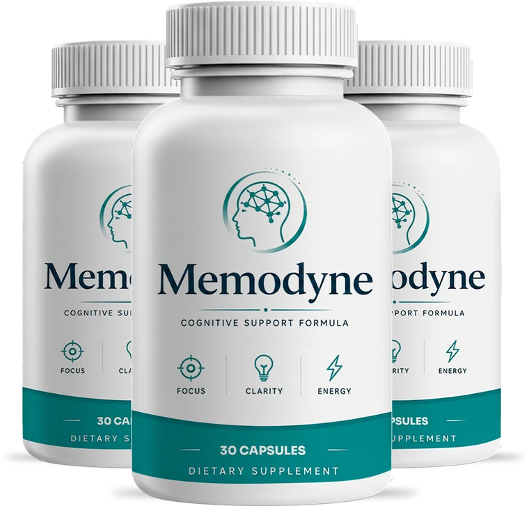 Memodyne cognitive support capsules three-bottle package